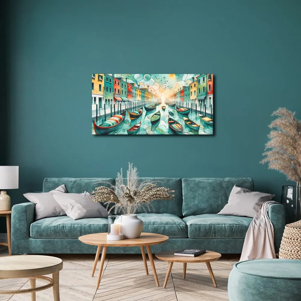 Quadro su tela – Canale veneziano pieno di vita e colori
