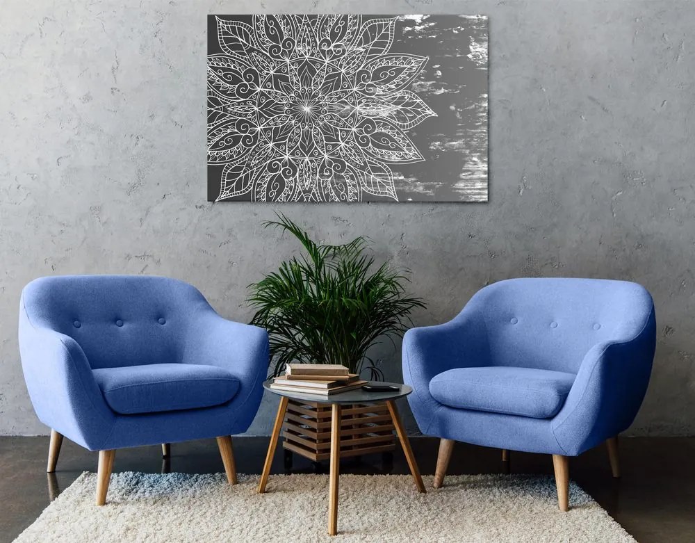 Stampa su tela – Texture Mandala in bianco e nero