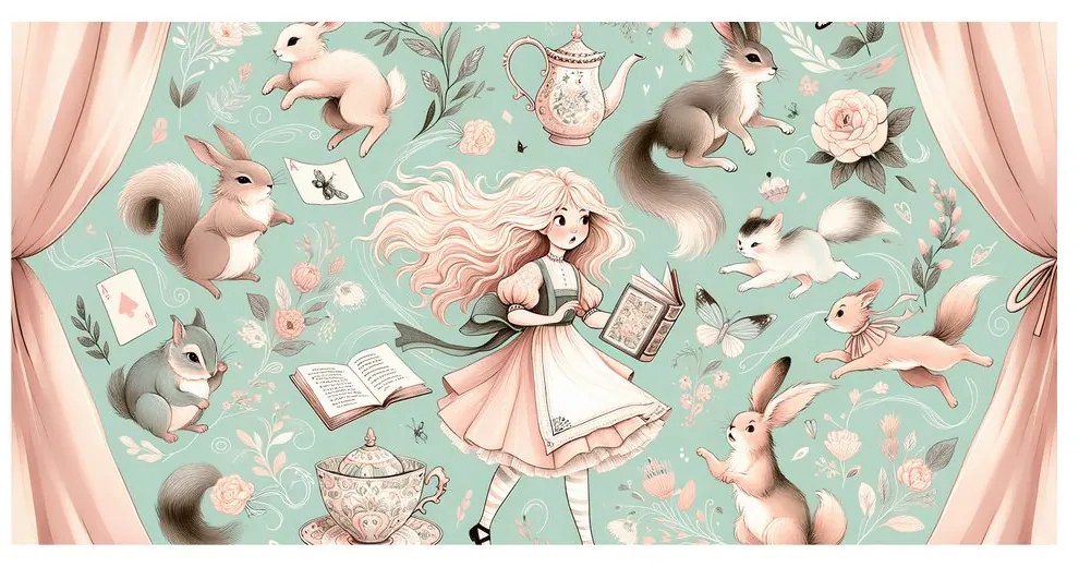 Quadro su tela – Ragazza nel regno degli animali
