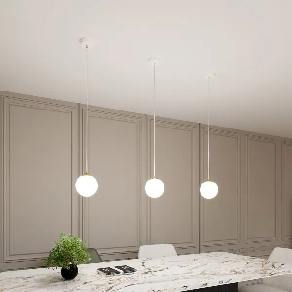 Lampadario a sospensione con filo ROYAL 1xE14/10W/230V diametro 14 cm bianco