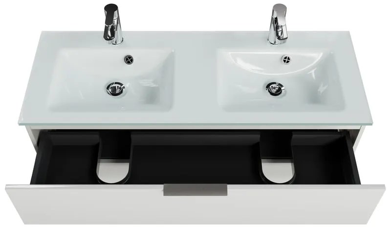 Mobile da bagno sospeso sotto lavabo L 119 x H 48 x P 45 cm bianco lucido, 2 cassetti PELIPAL Madeo