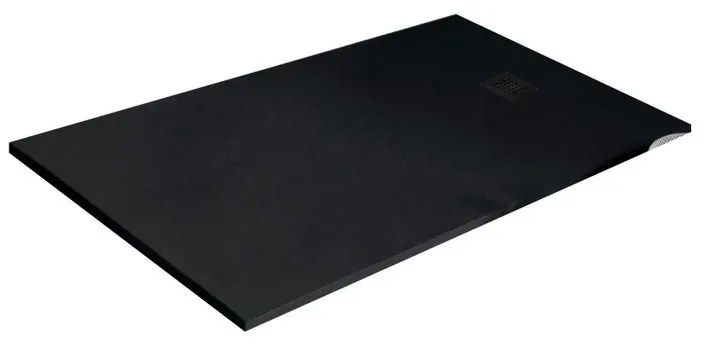 Piatto doccia in resina Strato nero L 180 x L 90 x H 3.2 cm opaco effetto pietra