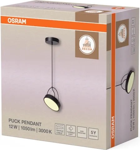 Osram - Lampadario LED a sospensione su cavo DECOR PUCK LED/12W/230V CRI 90 nero