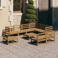 Set Divani da Giardino 10 pz Marrone Miele in Massello di Pino 3075797