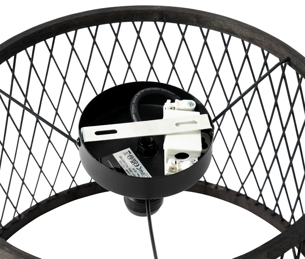 Lampada da soffitto rustica in rattan nero 40 cm IP44 - Calamus