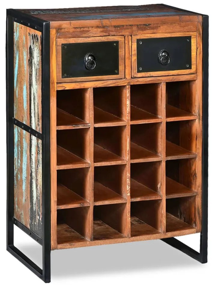 Portavini Da 16 Bottiglie İn Legno Massello Di Recupero /