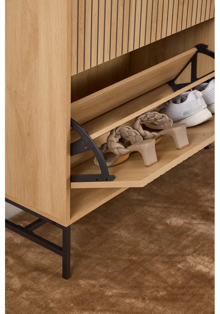 Scarpiera con ante in rovere colore naturale 99x140x35 cm Albany - Actona