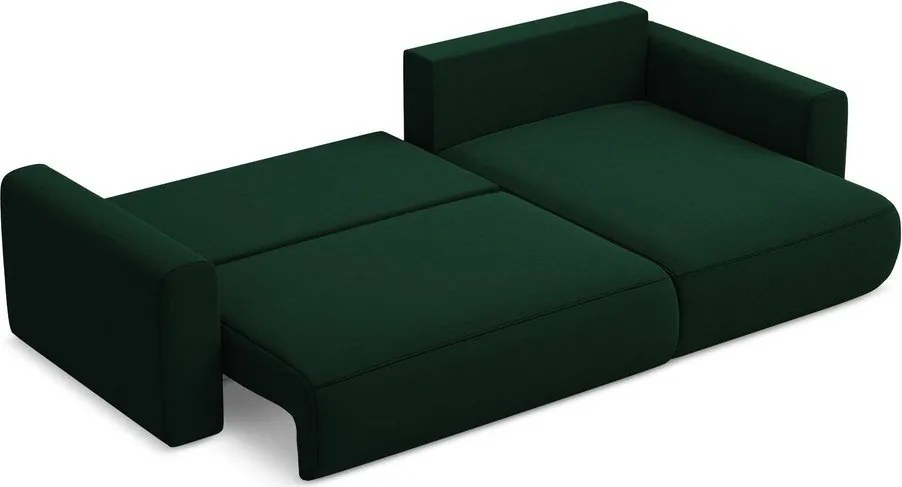 Divano angolare verde allungabile/con contenitore (con penisola a destra/con chaise lounge) con rivestimento in velluto Kapua – Makamii