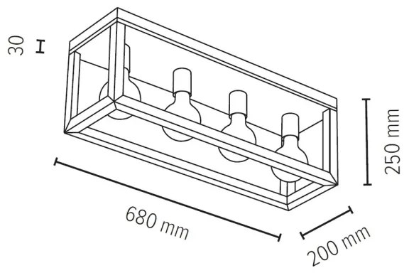 Spot-Light 9158474L - Plafoniera da soffitto KAGO 4xE27/60W/230V, rovere opaco
