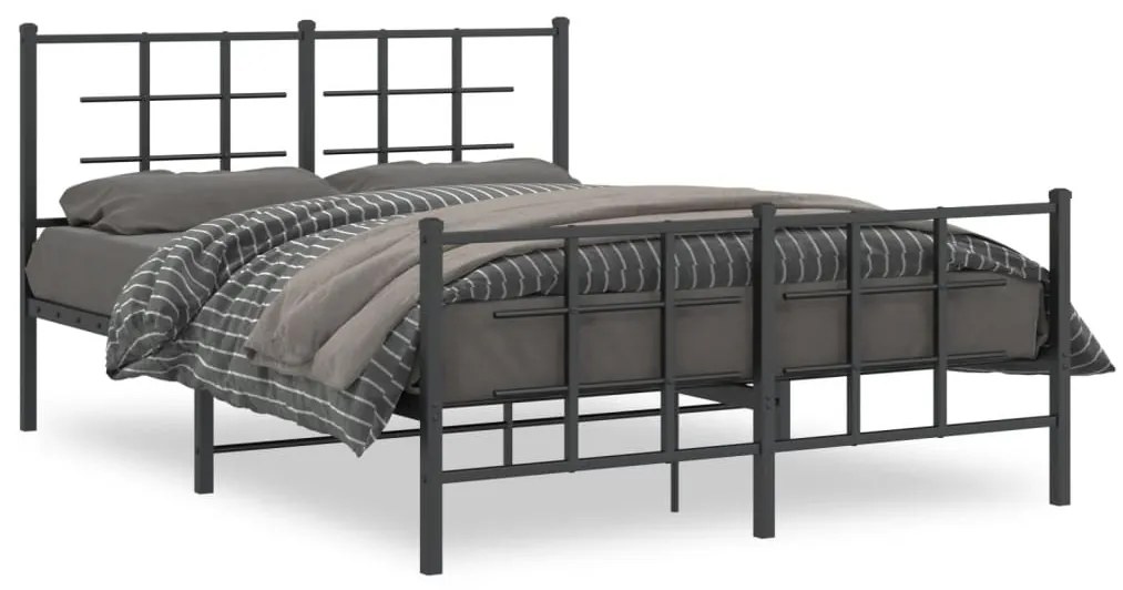 Giroletto Con Testiera E Pediera Metallo Nero 140x190 Cm /