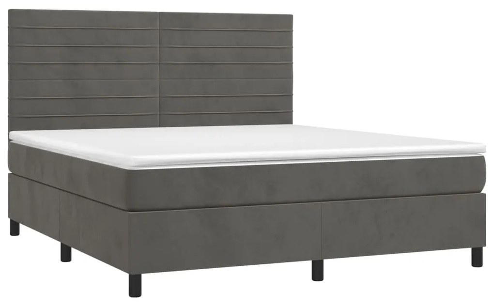 Letto a molle con materasso e led grigio scuro 160x200 cm