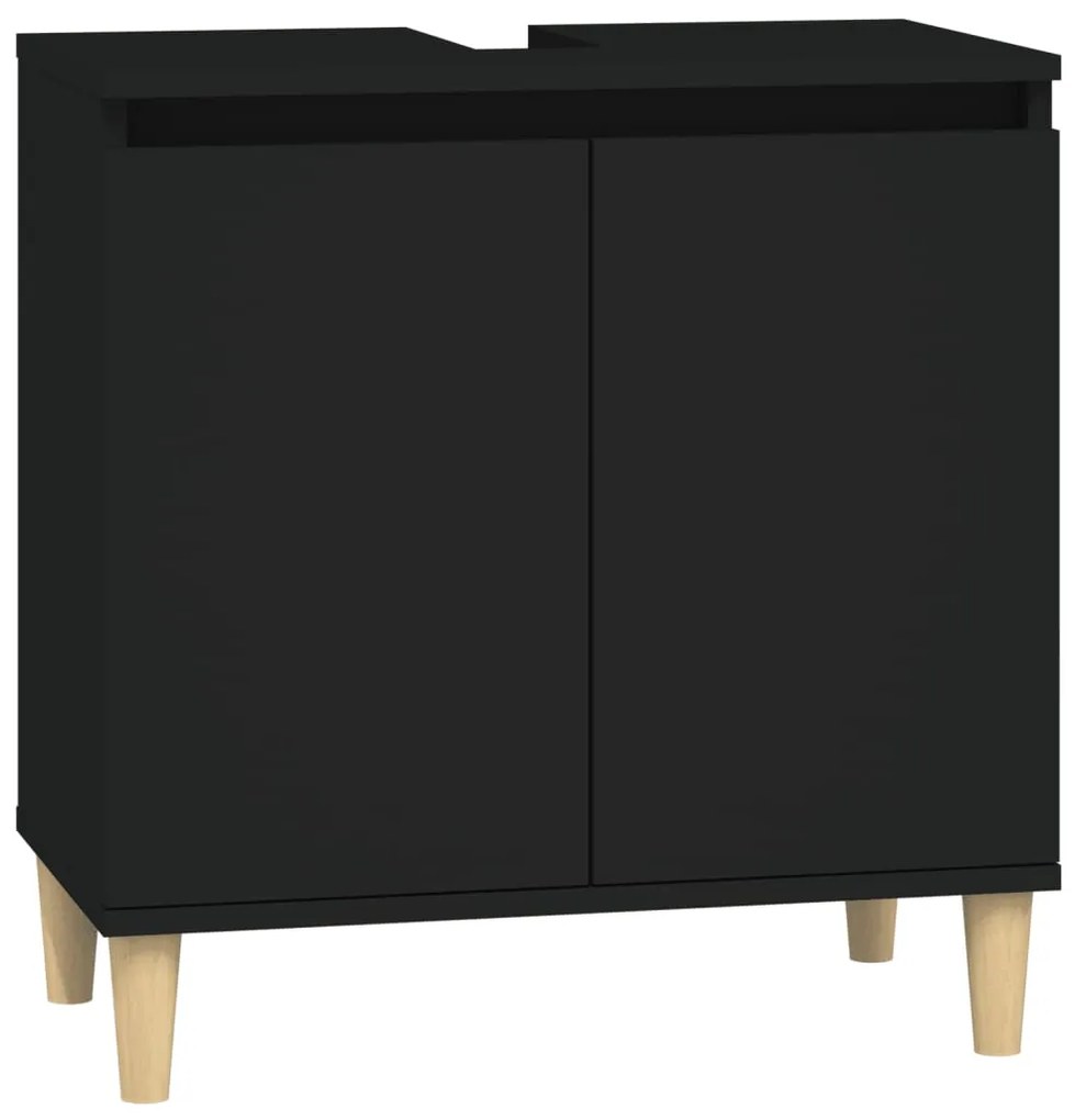 Set mobili da bagno 3 pz nero in legno multistrato