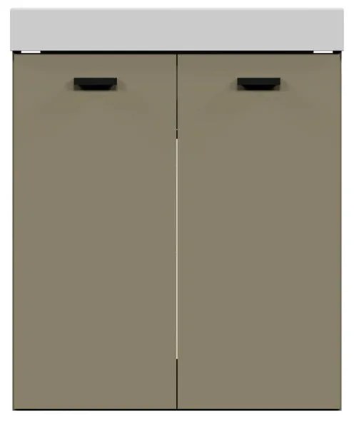 Mobile da bagno sotto lavabo COLAVENE Alaqua beige opaco L 60 x H 76 x P 50 cm 2 ante, lavabo non incluso