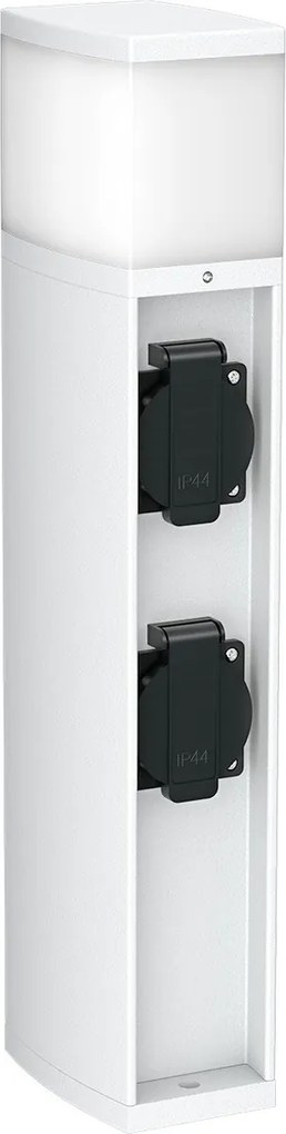 Paletto da Giardino Rettangolare Doppia Presa Corrente 40cm G9 - Bianco