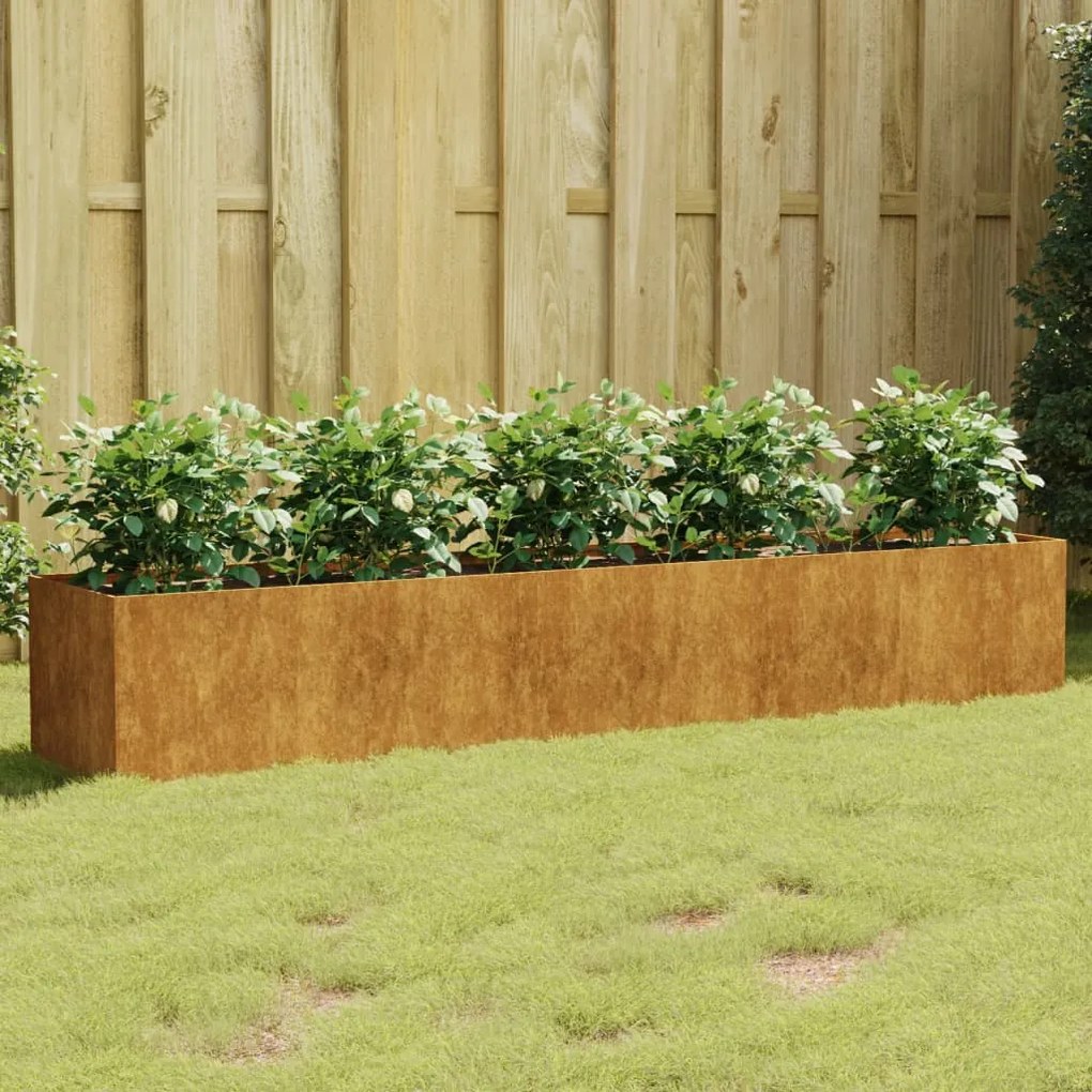 Fioriera Rialzata Da Giardino 200x40x40 Cm İn Acciaio Corten /
