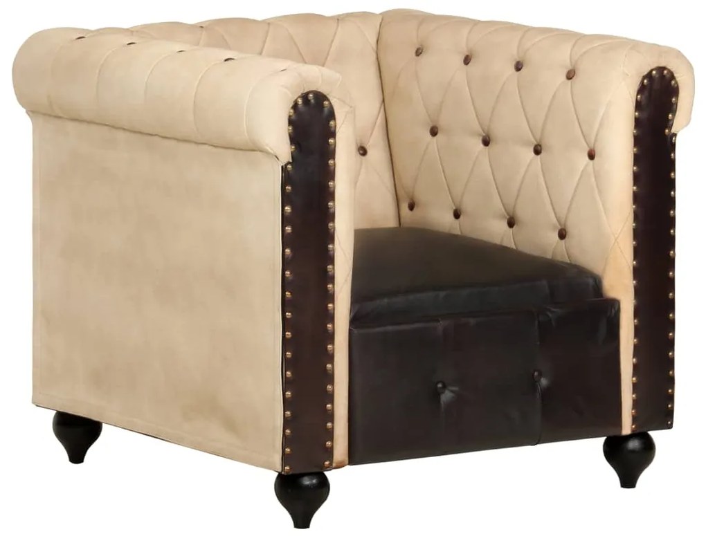 Poltrona chesterfield marrone in vera pelle