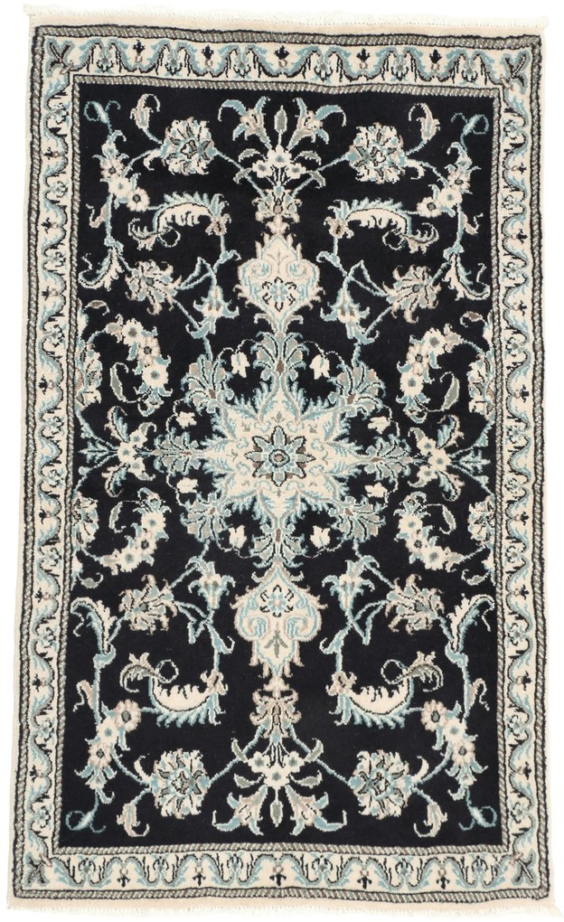 Nain Tappeto 140x80 Blu (Iran) Annodato A Mano