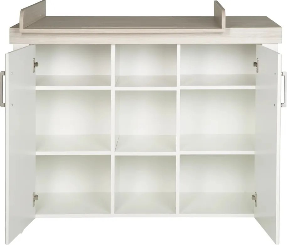 Cassettiera bassa per bambini bianca in olmo con fasciatoio 120x98 cm Felicia - Roba