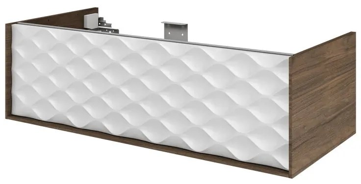 Mobile da bagno sospeso sotto lavabo L 105 x H 32 x P 48 cm bianco e noce laccato lucido, 1 cassetto SENSEA Neo Frame