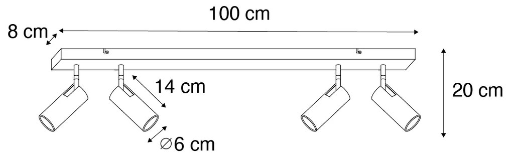 Faretto da soffitto moderno nero con bronzo 4 luci orientabile - Renna
