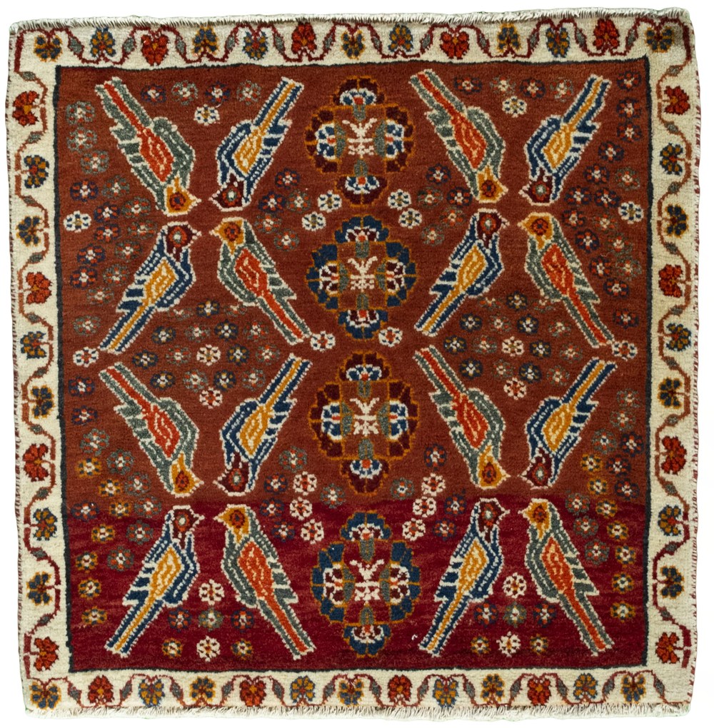 Shiraz Tappeto persiano 70x70 Rosso (Iran) Annodato A Mano