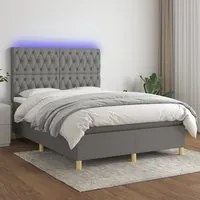 Letto a Molle Materasso e LED Grigio Scuro 140x190cm in Tessutocod mxl 99031