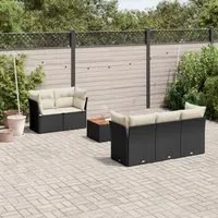 Set Divano da Giardino 6 pz con Cuscini Nero in Polyrattan 3255811