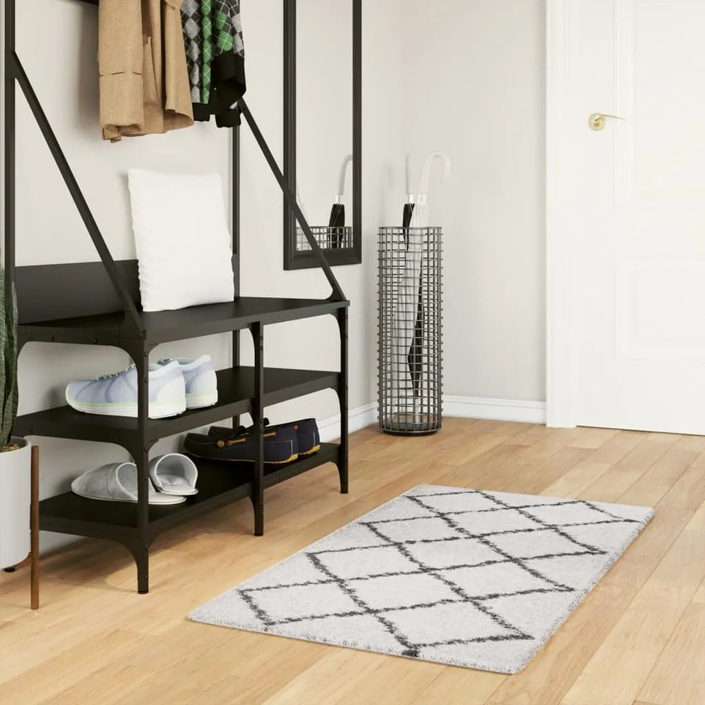 Tappeto Shaggy Pamplona A Pelo Lungo Crema E Nero 60x110 Cm /