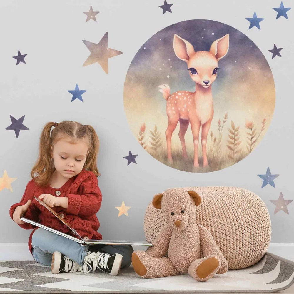 Adesivo per la cameretta dei bambini - Cervi e stelle | Inspio