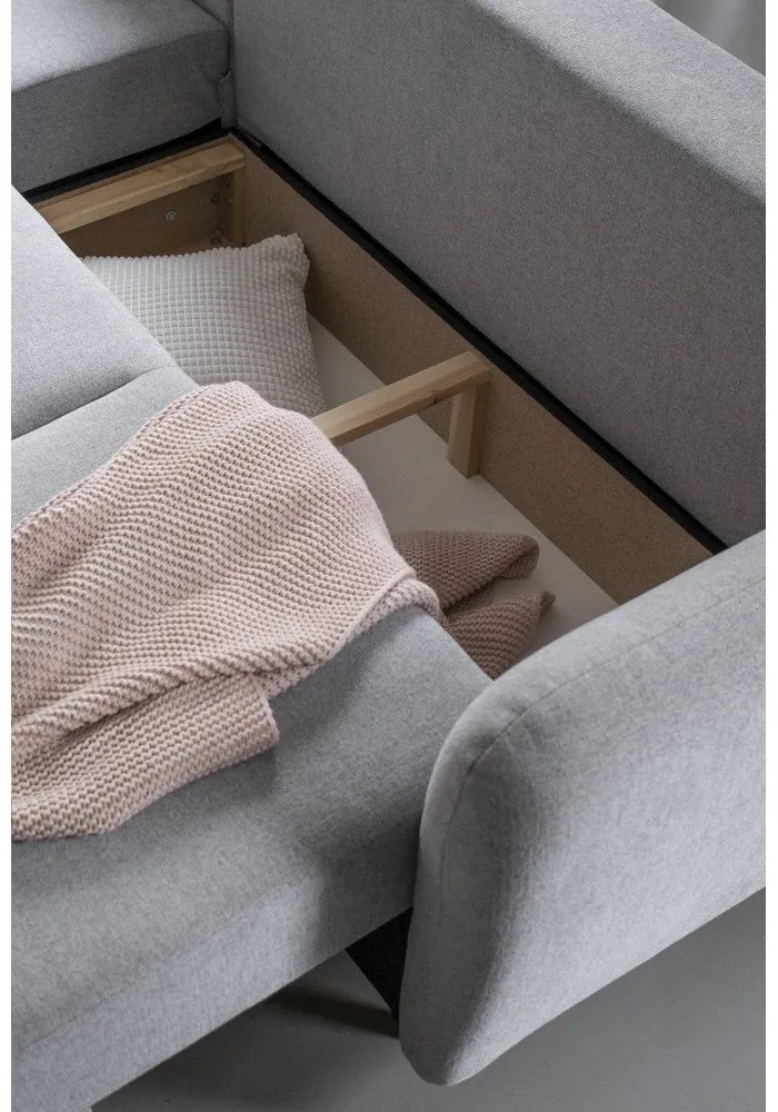 Divano letto angolare grigio chiaro, angolo sinistro Scandic Lagom - Miuform