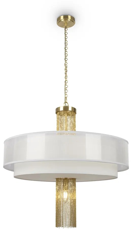 Sospensione Contemporanea Impressive Metallo Oro 1 Luce Diffusore Tessuto Bianco