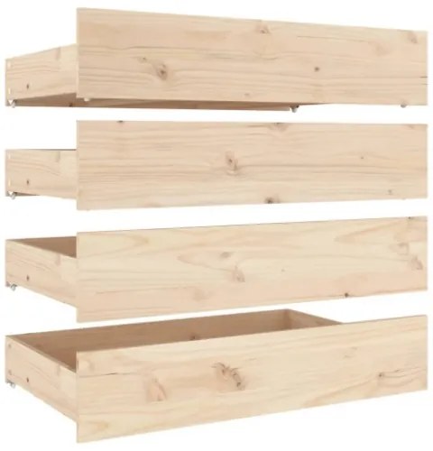 Cassettoni da Letto 4 pz in Legno Massello di Pino
