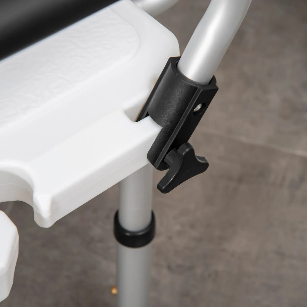 Sedia per Doccia con Braccioli 54x52x70-82 cm in Lega di Alluminio e HDPE Bianco...