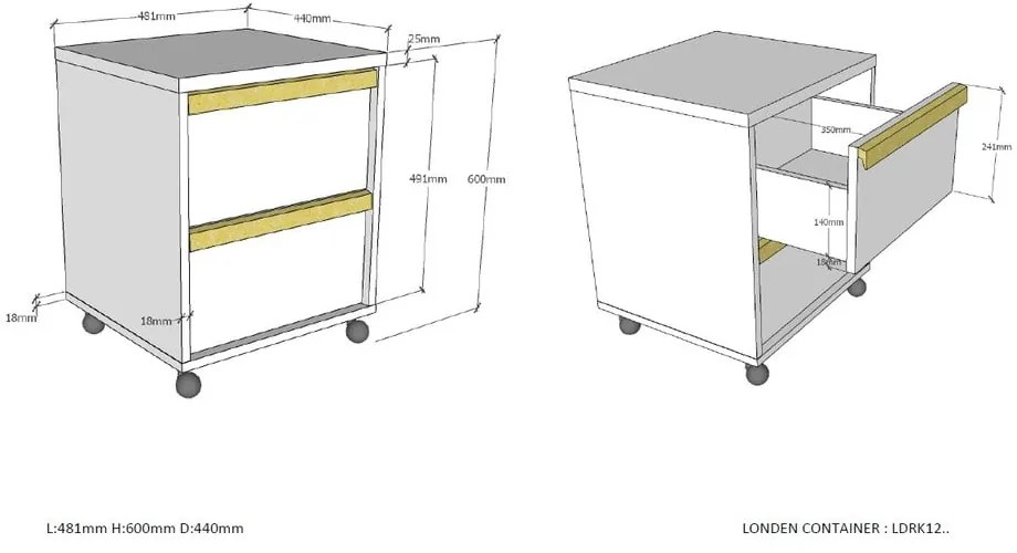 Mobile per bambini bianco 48x60 cm London - Vipack