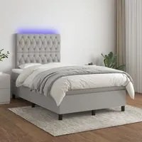 Letto a Molle Materasso e LED Grigio Chiaro 120x200 cm Tessuto 3135101