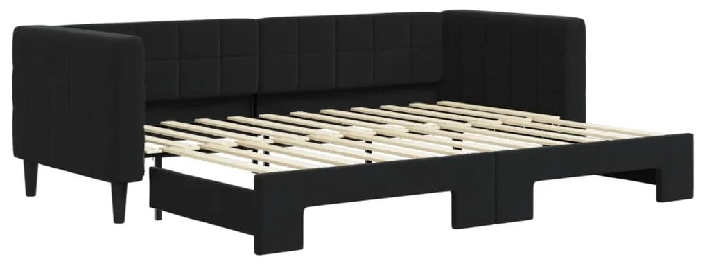 Divano letto con letto estraibile nero 80x200 cm in velluto