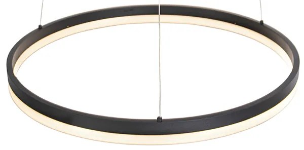 Lampada a sospensione di design nera 60 cm con LED dimmerabile a 3 livelli - Anello