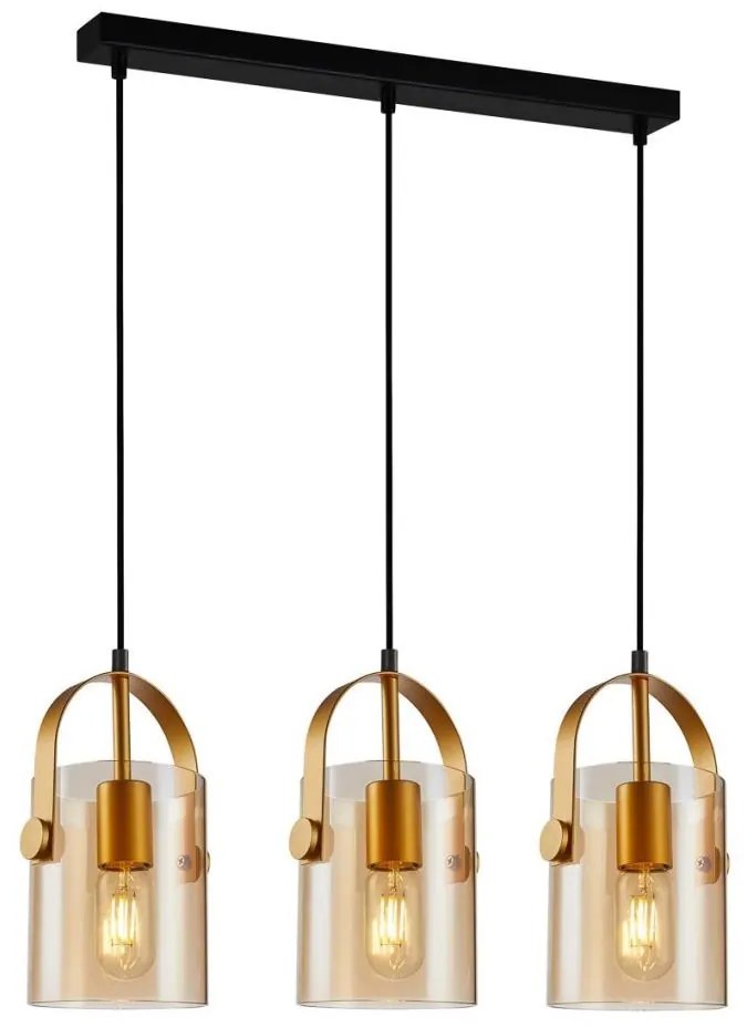 ITALUX PND-32453-3-GD+AMB - Lampadario a sospensione con filo NANESMA 3xE27/40W/230V rame