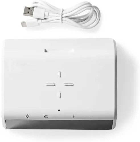 Nedis WCACQ30WT - Orologio a sveglia con display LCD e senza fili caricatore 15W/5V bianco