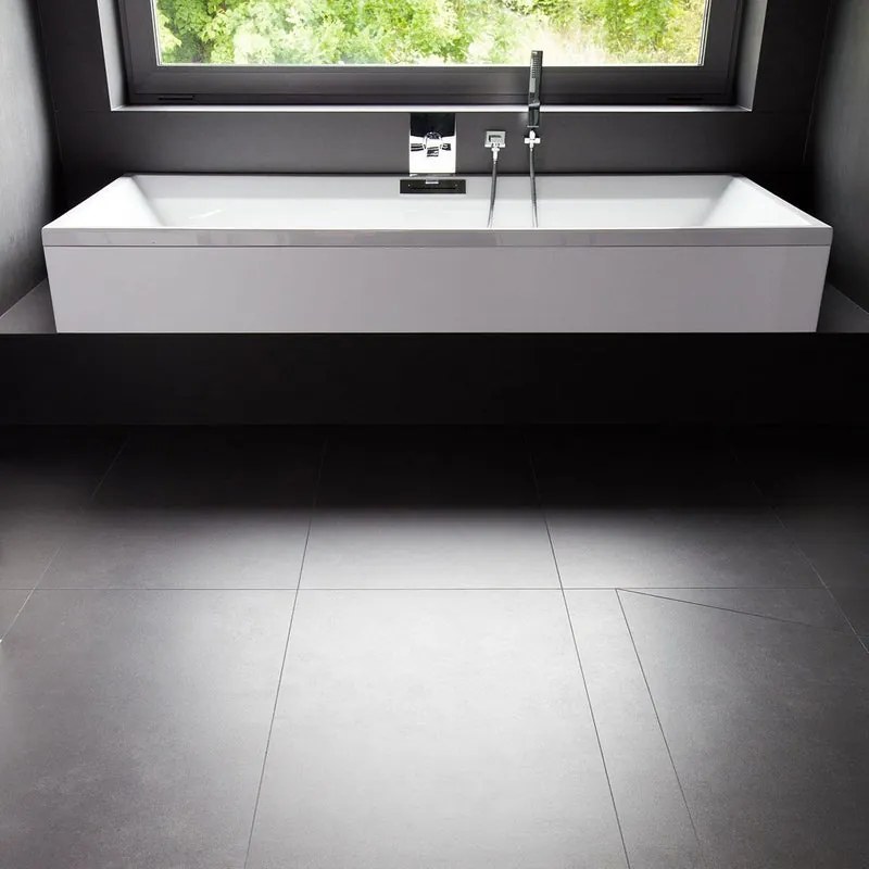Piastrella da pavimento e rivestimento interno 100 x 100 cm Sp. 3.5 mm rettificato Concrete Negro in gres porcellanato nero opaco traffico intenso (pei 4/5) R9