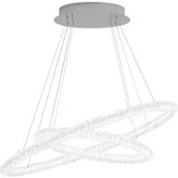 Lampadario Moderno Cerchio Acciaio Cromo Vetro Trasparente Led 60W 4000K