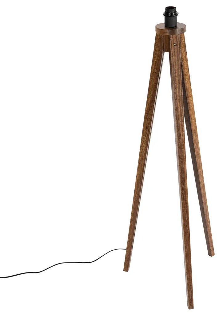 Lampada da terra rustica a treppiede in legno di noce - Tripod Classic