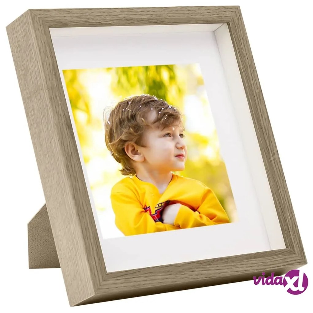 vidaXL Set Cornici Foto 3D 5 pz Legno Scuro 23x23 cm per Foto 13x13 cm