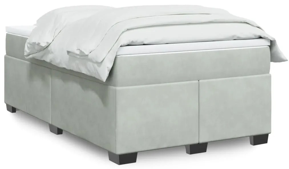 Giroletto A Molle Con Materasso Grigio Chiaro 120x200cm Velluto /