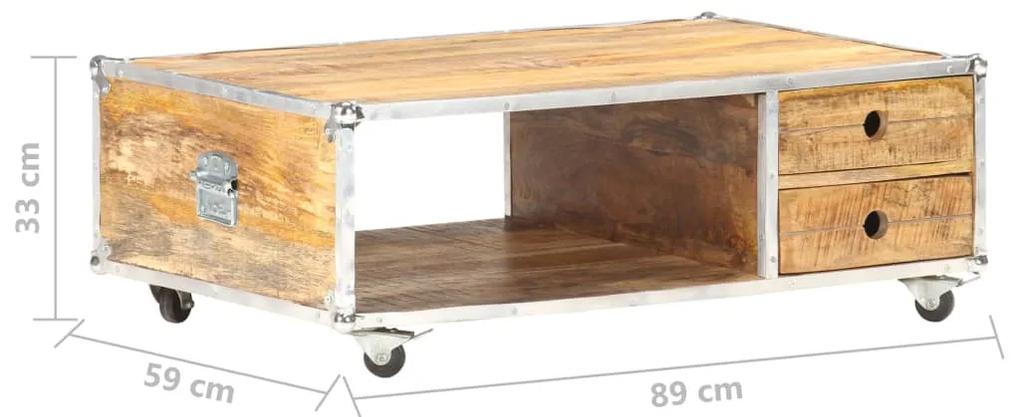 Tavolino da Caffè 89x59x33 cm in Massello di Mango Grezzo