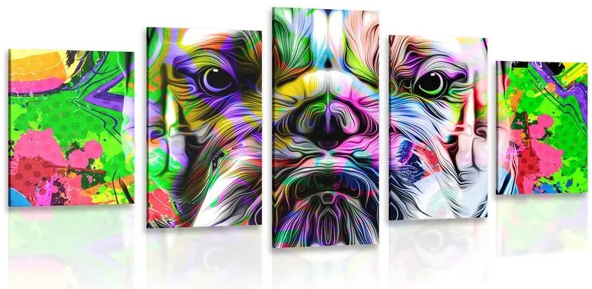 Quadri 5 pezzi – Pop-art bulldog