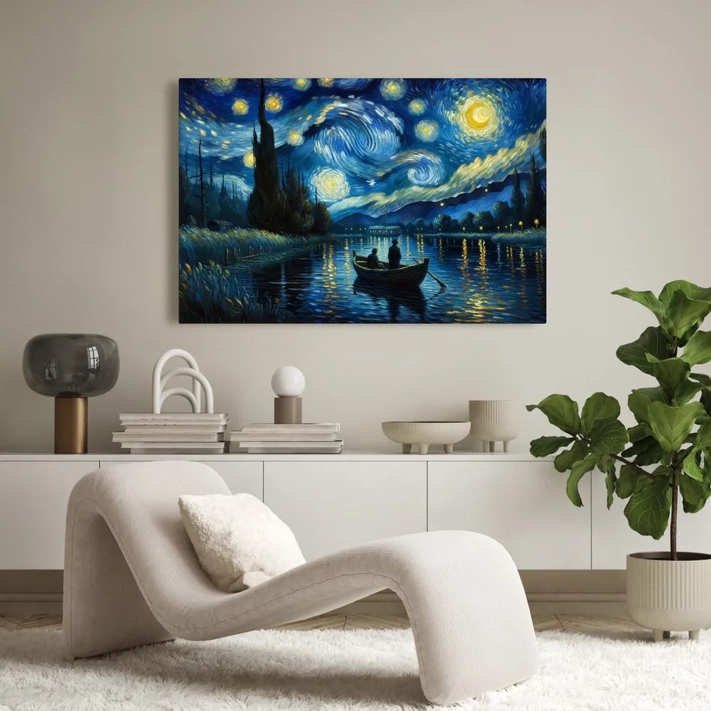 Quadro su tela – Barca sotto il cielo notturno