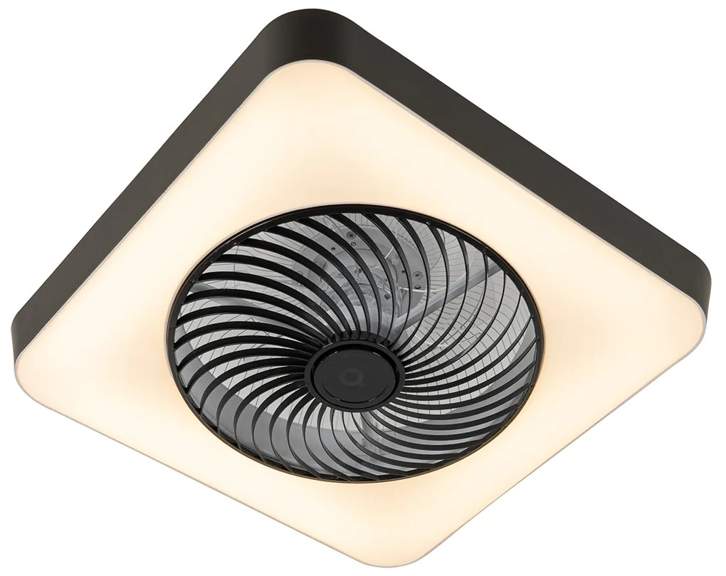 Ventilatore da soffitto intelligente quadrato nero con LED dimmerabile - Climo