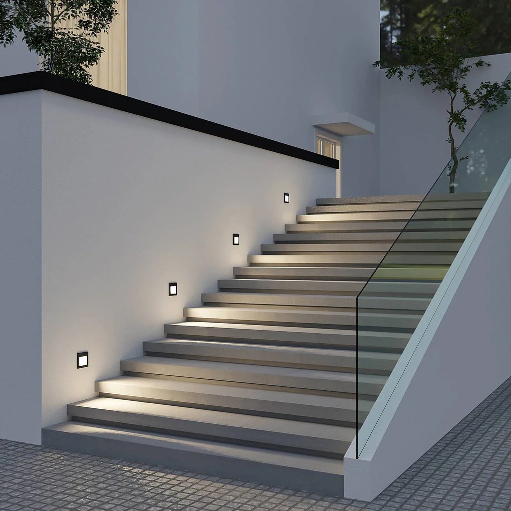 Applique a LED da incasso Zamo, nero, 11 cm, IP65 Zamo Arcchio, dimmerabile, Nero, Corridoio, Alluminio, Moderno, Applique da esterni