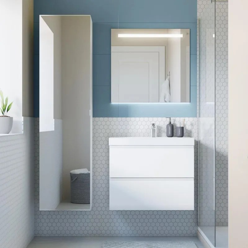 Mobile da bagno sotto lavabo SENSEA Remix bianco laminato opaco L 75 x H 58 x P 48 cm 2 cassetti, lavabo non incluso